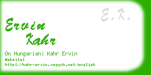 ervin kahr business card